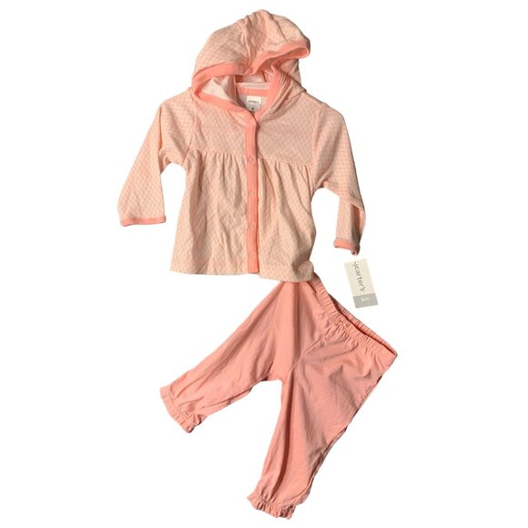 New Carters GIrls Infant Baby Size 6 months pink 2 pc set outfit Long Sleeve Hoo - Picture 1 of 3